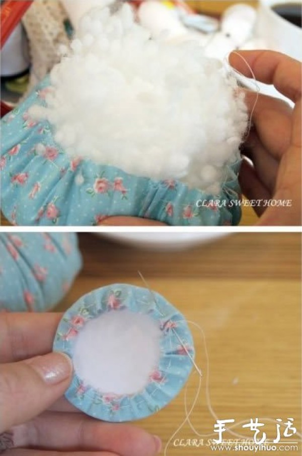 Tutorial on making a rabbit holding a ball with handmade fabrics