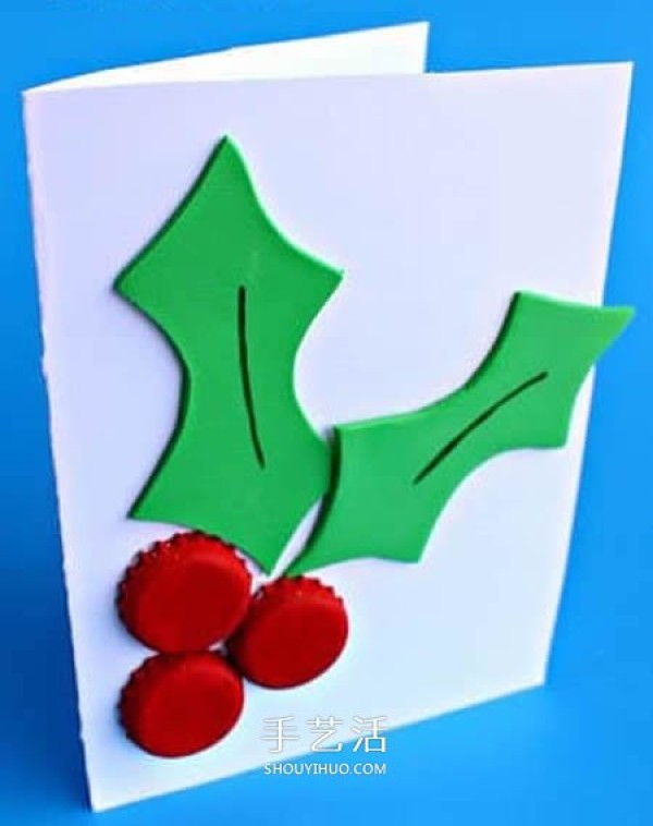 Use waste beer bottle caps to make a super simple Christmas card