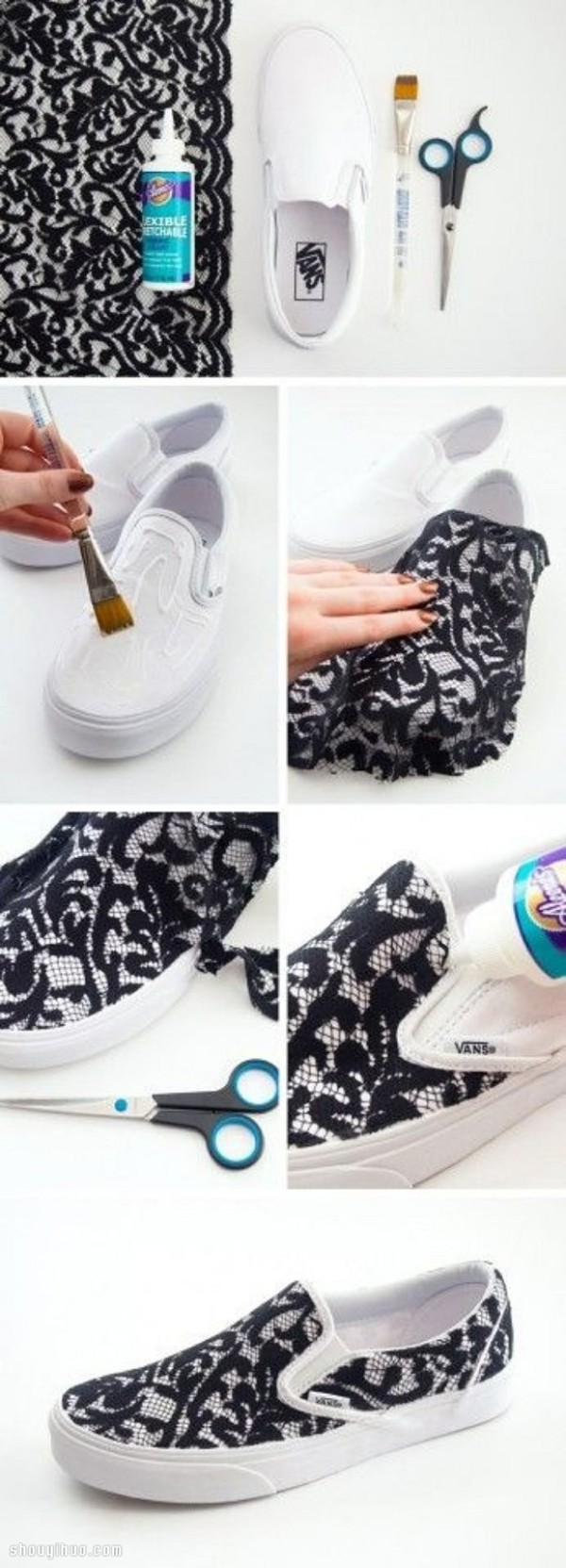 Canvas shoes transformation DIY small production lace handmade transformation canvas shoes