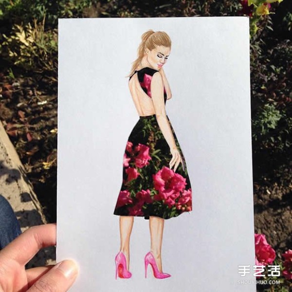 The illustrator uses daily necessities to DIY to make beautiful clothes for the people in the painting