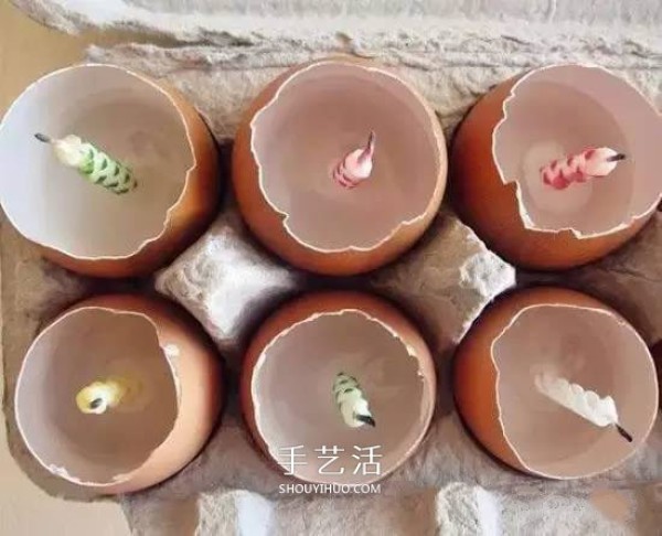 How to use egg shell waste to make romantic candle holders by hand