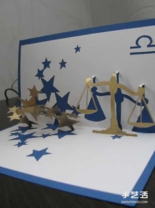 Constellation greeting card: How to make a three-dimensional Libra birthday card with drawings