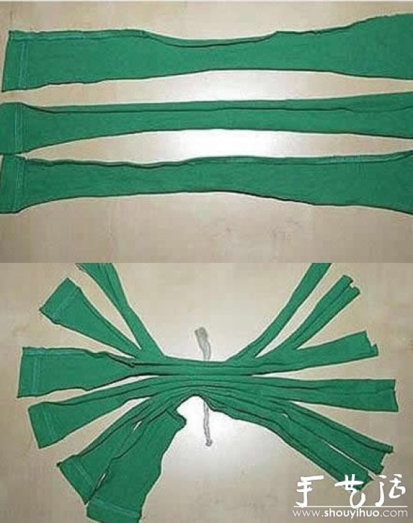 Tutorial on how to transform an old T-shirt into flip-flops