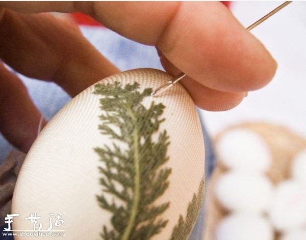 Creative hand-made boiled eggs: printing and dyeing with white flowers and grass