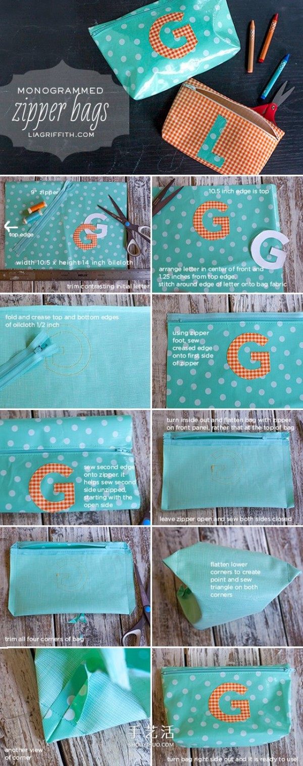 How to make an oil zipper bag, homemade childrens zipper pencil bag with illustrations