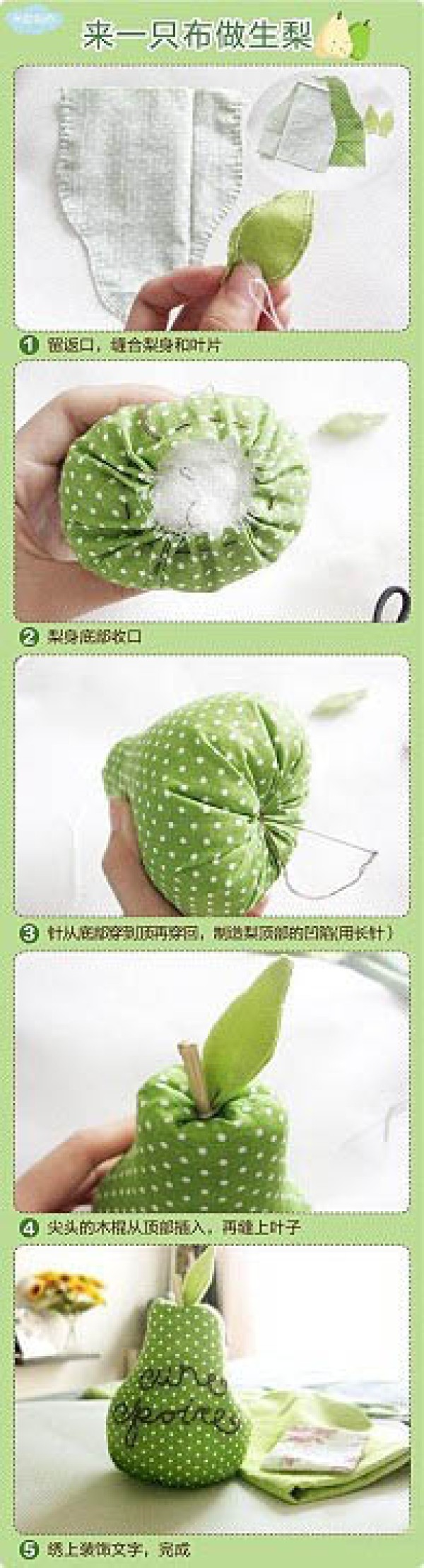 Handmade Tutorial of Green and Fresh Pears