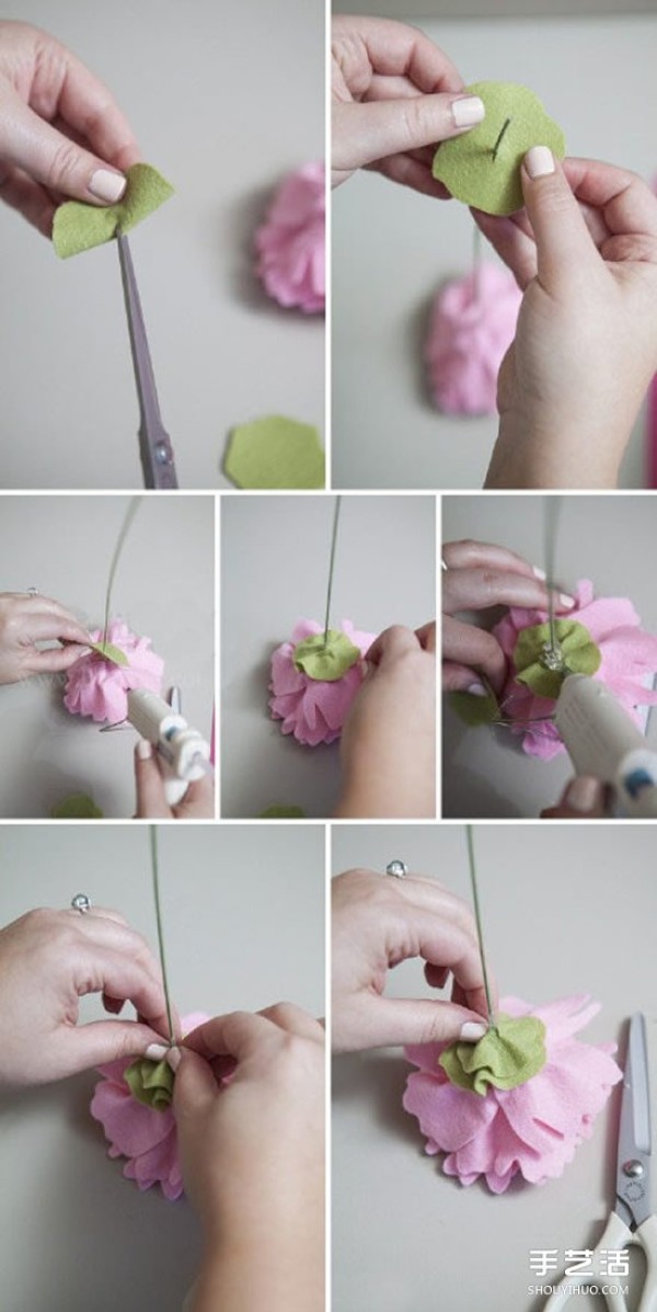 Non-woven peony flower making tutorial, handmade fabric peony flowers with illustrations