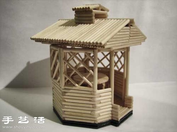 How to hand-make a pavilion model using thin wooden sticks/disposable chopsticks