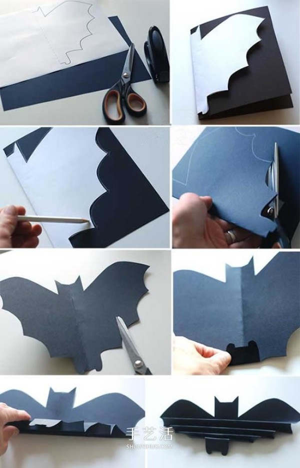 Tutorial on making small bats from cardboard, simple Halloween bat decoration DIY