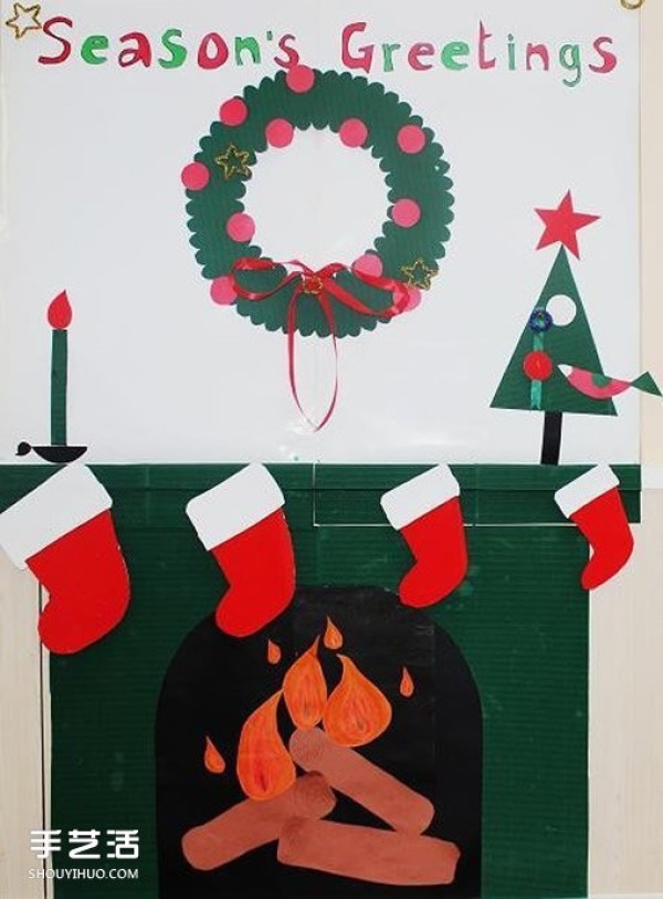 How to arrange Christmas wall decorations in kindergarten environment creation pictures