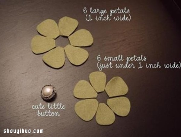 Illustrated tutorial on hand-making retro-style felt flowers without needlework