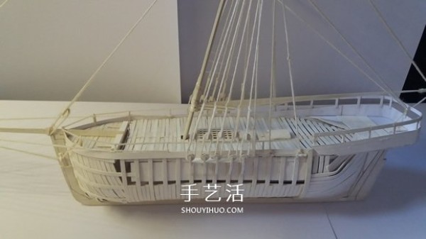 Paper sloop model is made of exquisite cardboard sailboat, handmade