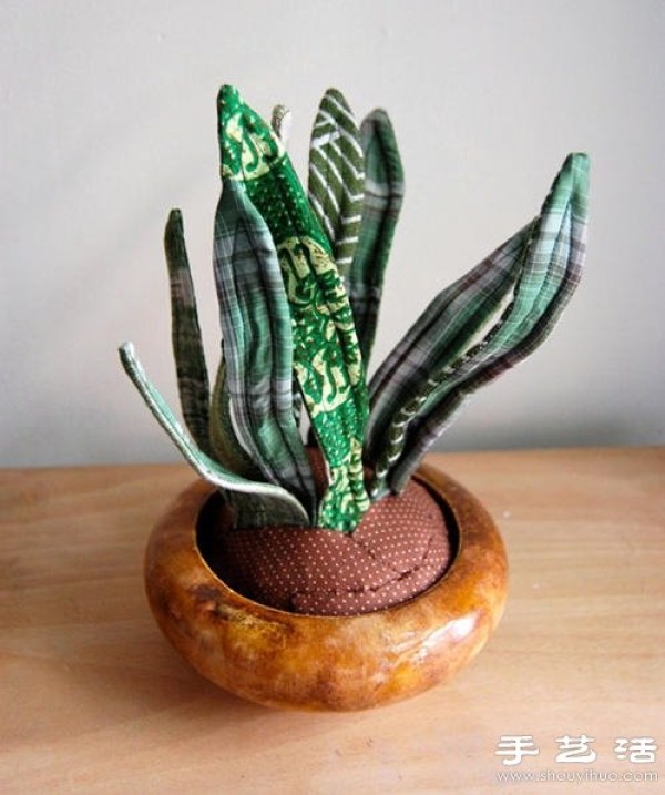 Handmade succulent plant potted decorations made of fabric art