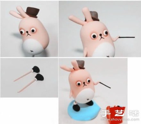 Ultra-light clay/polymer clay/plasticine hand-made rabbit doll