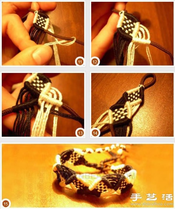 Lady-style beautiful wide-bracelet/hand-knitted illustrated tutorial