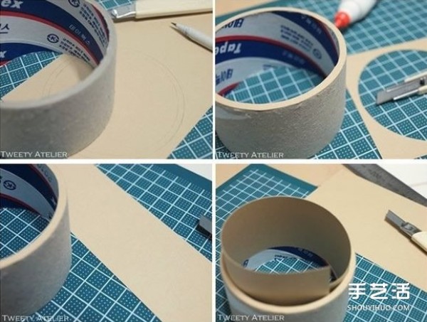 Use scotch tape and paper tube waste to make beautiful DIY storage boxes