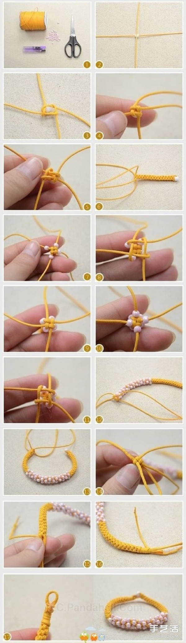 How to braid a cute beaded bracelet and illustrate how to braid a bracelet with decorative beads