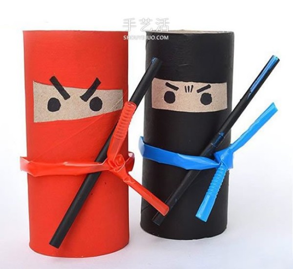 Funny cartoon doll DIY toilet paper tube handmade ninja