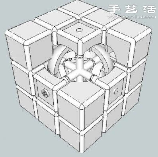 Three-dimensional model of Rubiks cube structure