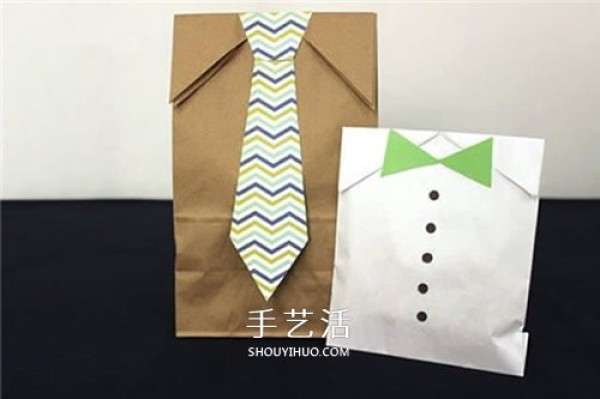 Creative Fathers Day gift bag DIY, transform kraft paper bags into clothes