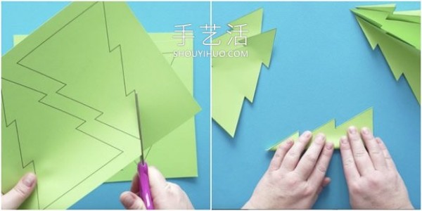 Tutorial on how to make a three-dimensional paper Christmas tree by hand in kindergarten