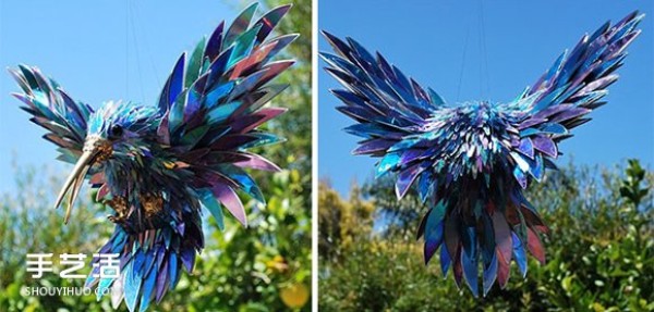 CD discs are turned into treasures to create various animal sculptures