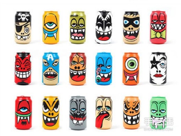 Creative hand-drawn pictures of cans turn cans into handicrafts