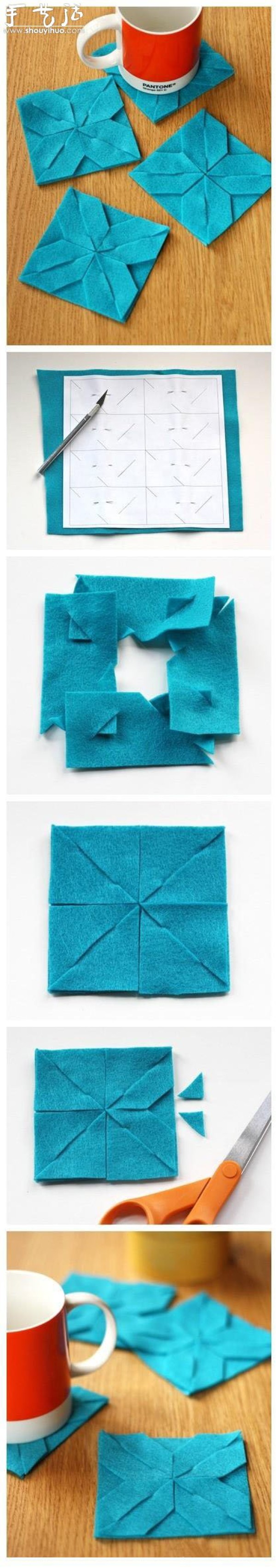 Tutorial on making simple coasters with non-woven fabrics