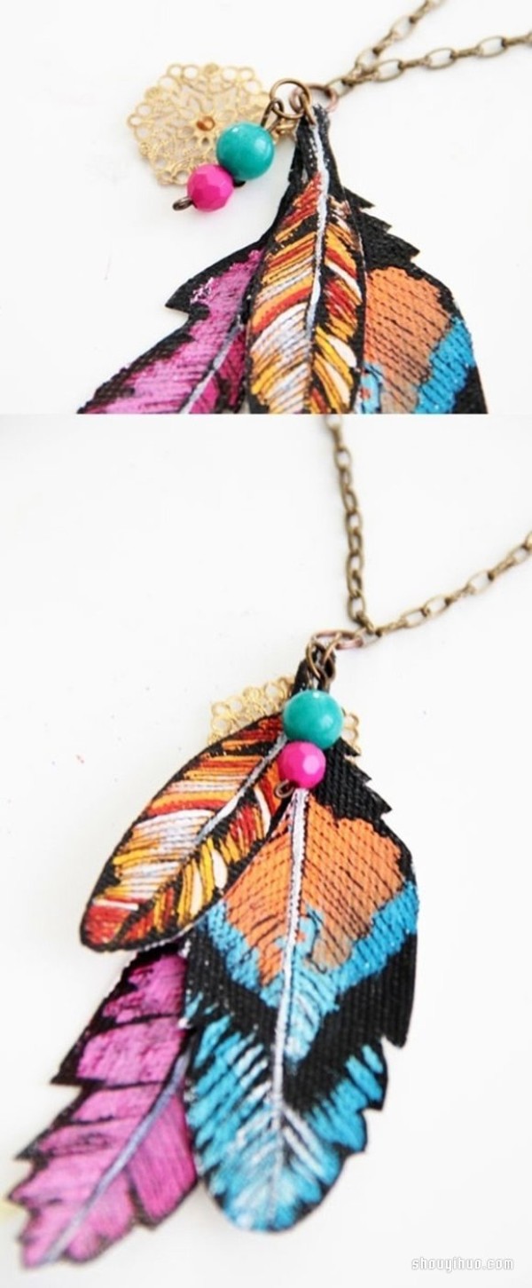 Handmade feather-shaped necklace pendant suitable for summer wear