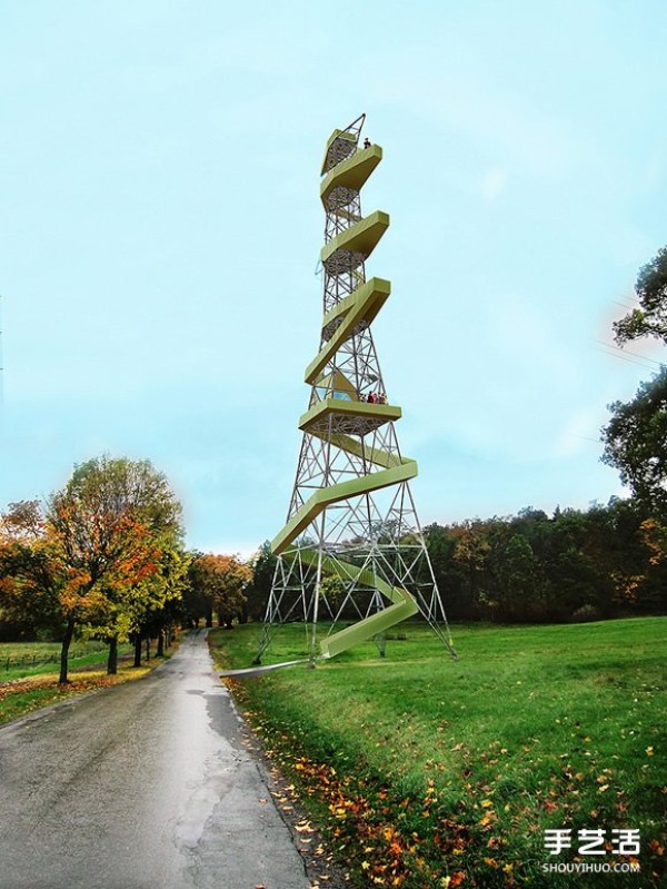 The second spring of abandoned electric towers is transformed into a park overlooking the high observation deck