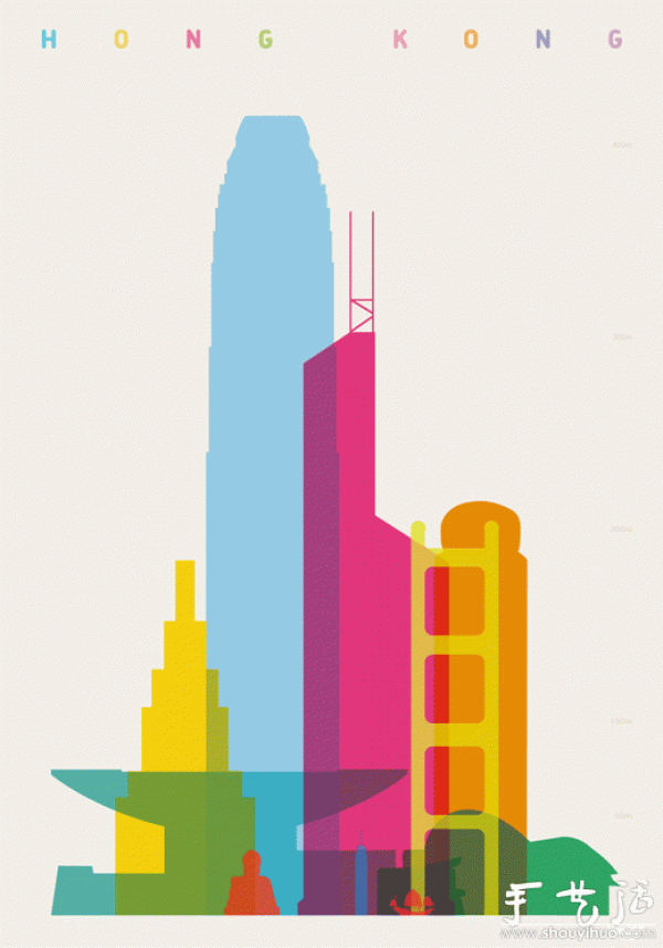 City-themed paper-cut poster