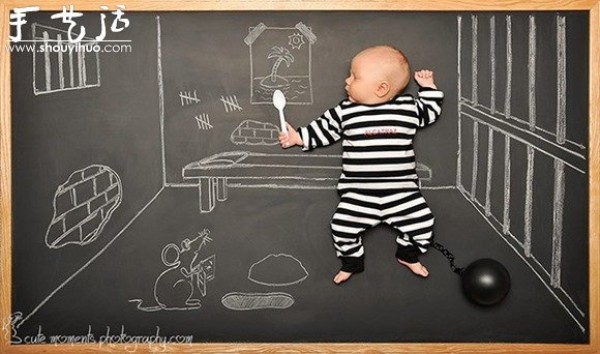 Blackboard graffiti takes the babies on a blackboard adventure