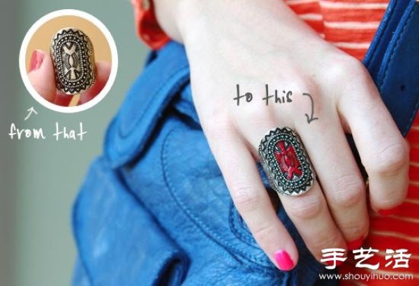 Nail polish DIY method to transform metal rings