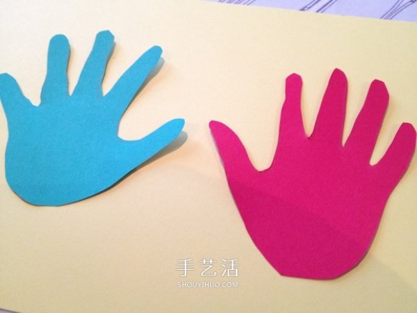 Simple and creative method of making birthday cards with palms