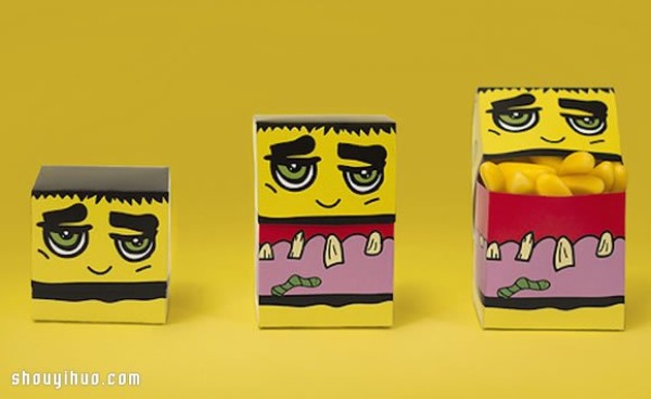 Cute monster candy packaging box design that makes people scream