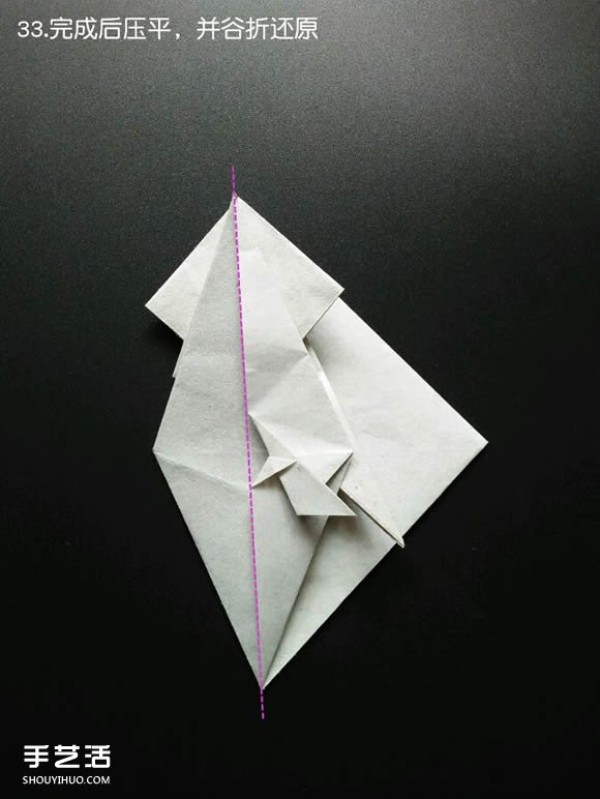 Super complex origami shark illustration, detailed steps for folding a three-dimensional shark