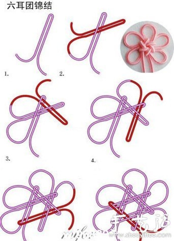 How to make six-eared group brocade knot