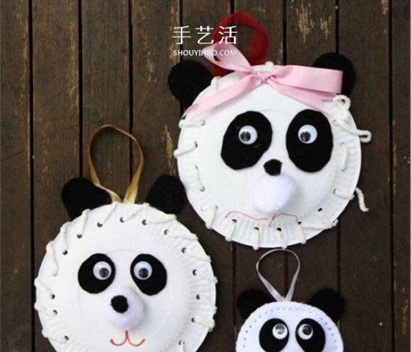 Using paper plates to make giant panda ornaments, a simple and cute DIY for young children