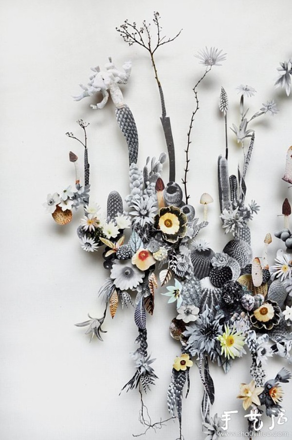 Exquisite DIY paper art works of paper flowers and branches