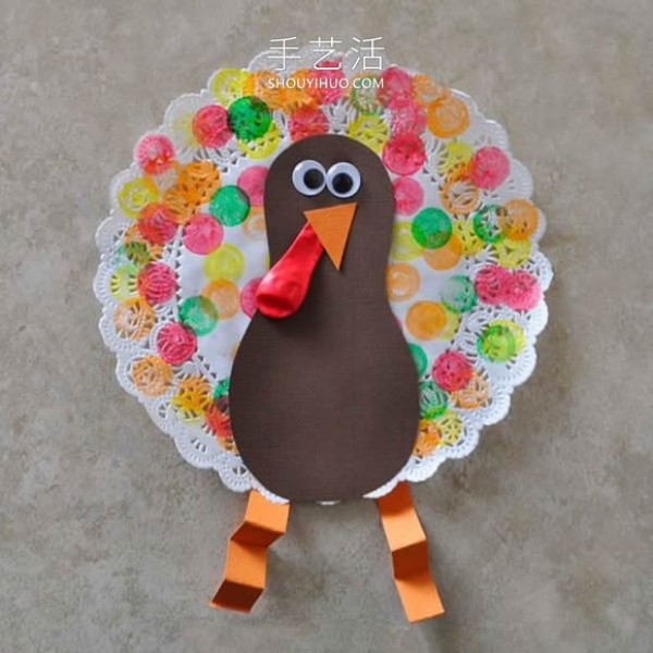 Tutorial on how to make handmade paper coasters with turkey in kindergarten