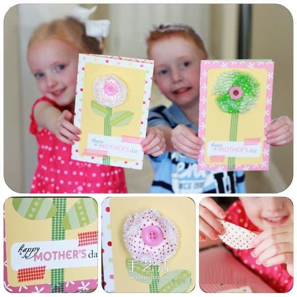 Cake paper flowers are simple and beautiful to make Mothers Day cards by hand