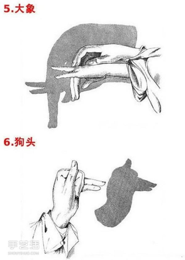 A collection of simple hand shadow pictures for teaching childrens hand shadow play pictures