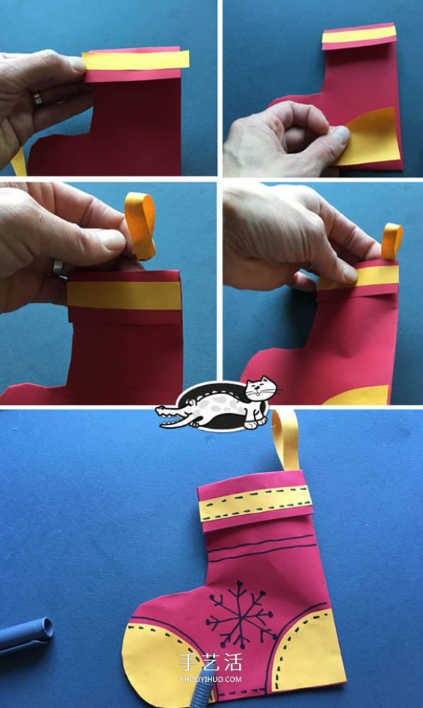 A simple way to make handmade Christmas socks from cardboard