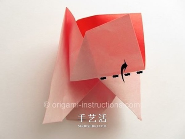 Kawasaki rose folding tutorial, Kawasaki rose improved origami illustration