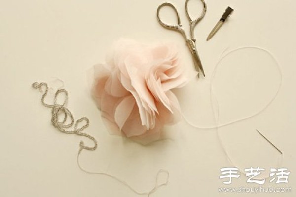 Beautiful handmade flower decorations made of chiffon cloth