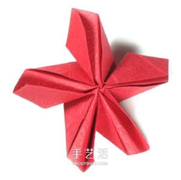 How to fold a five-petal rose and illustrate the steps for origami a five-petal rose