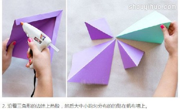 Simple origami three-dimensional triangle DIY geometric shape background wall