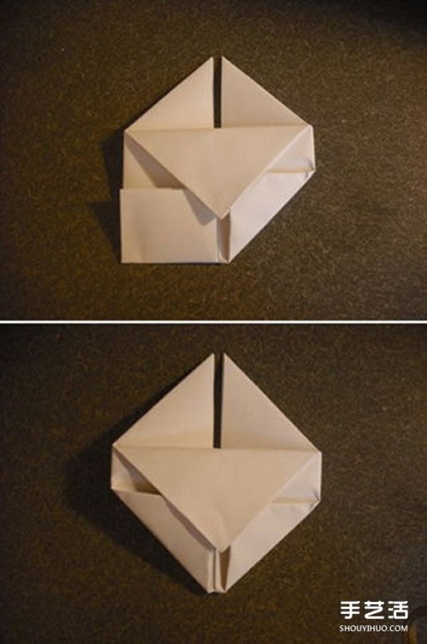 Three-dimensional heart-shaped origami diagram showing the steps of folding a three-dimensional love