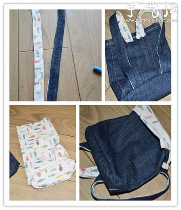 Old jeans handmadeDIY "Little Lion Backpack"