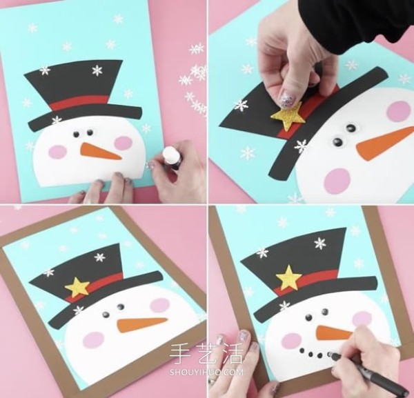 Tutorial on how to make Christmas snowman stickers from cardboard